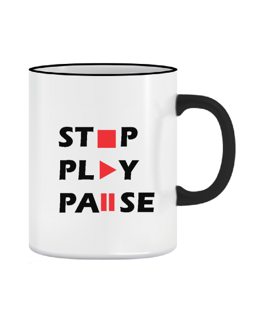 Puodelis stop play pause Puodelis stop play pause